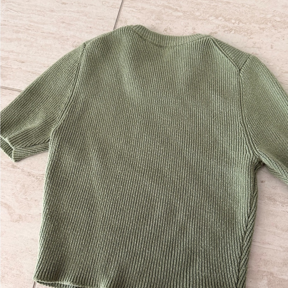 Zara Olive Green Ribbed Knit Top - Picture 4 of 5